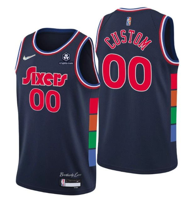 Men's Philadelphia 76ers Active Player Custom 2021/22 City Edition Navy 75th Anniversary Stitched Swingman Jersey Men's Philadelphia 76ers Active Player Custom 2021/22 City Edition Navy 75th Anniversary Stitched Swingman Jersey